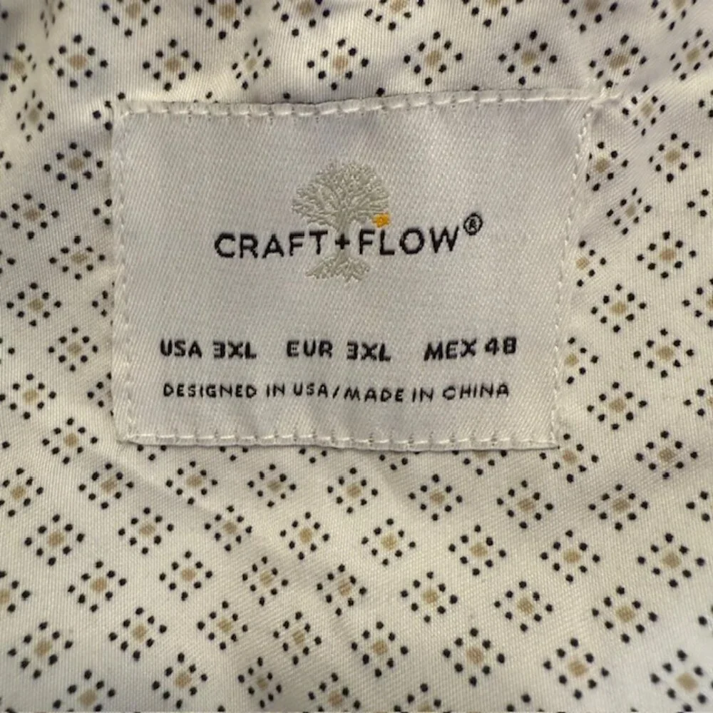 Craft & Flow Shirt Black Geometric Print Rolled Short Sleeve Stretch Size 3XL - Picture 3 of 9